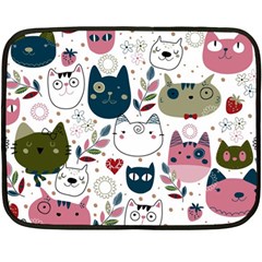 Pattern With Cute Cat Heads Fleece Blanket (mini) by Jancukart