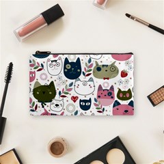 Pattern With Cute Cat Heads Cosmetic Bag (small)