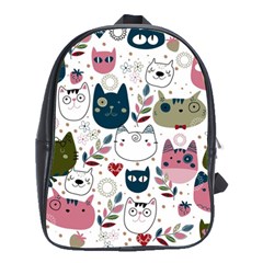 Pattern With Cute Cat Heads School Bag (large)