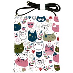 Pattern With Cute Cat Heads Shoulder Sling Bag