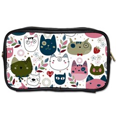 Pattern With Cute Cat Heads Toiletries Bag (one Side)