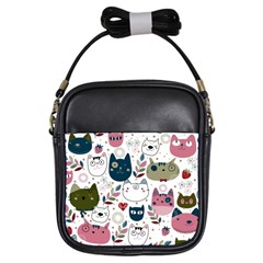 Pattern With Cute Cat Heads Girls Sling Bag by Jancukart