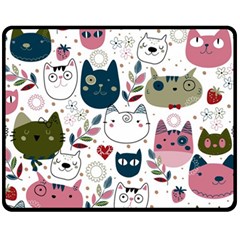 Pattern With Cute Cat Heads Fleece Blanket (medium) 