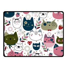 Pattern With Cute Cat Heads Fleece Blanket (small)