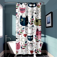 Pattern With Cute Cat Heads Shower Curtain 36  X 72  (stall)  by Jancukart