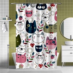 Pattern With Cute Cat Heads Shower Curtain 48  X 72  (small)  by Jancukart