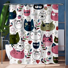 Pattern With Cute Cat Heads Shower Curtain 60  X 72  (medium)  by Jancukart