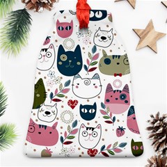 Pattern With Cute Cat Heads Bell Ornament (two Sides)