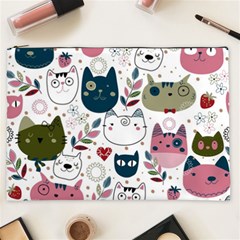 Pattern With Cute Cat Heads Cosmetic Bag (xxl)