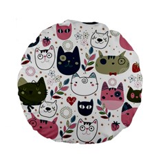 Pattern With Cute Cat Heads Standard 15  Premium Round Cushions