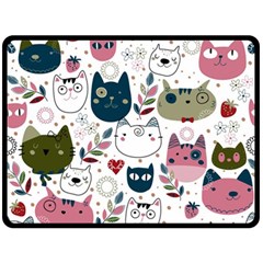 Pattern With Cute Cat Heads Double Sided Fleece Blanket (large) 