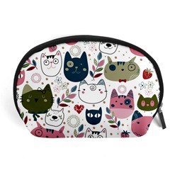 Pattern With Cute Cat Heads Accessory Pouch (large)