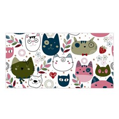 Pattern With Cute Cat Heads Satin Shawl 45  X 80  by Jancukart