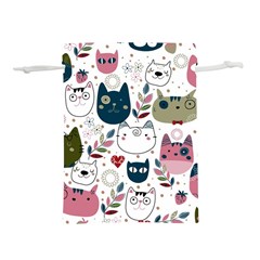 Pattern With Cute Cat Heads Lightweight Drawstring Pouch (m)