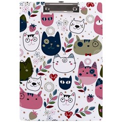 Pattern With Cute Cat Heads A4 Clipboard