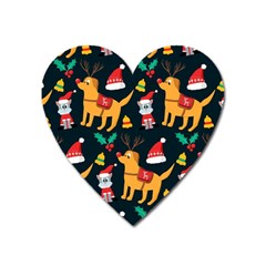 Funny Christmas Pattern Background Heart Magnet by Jancukart