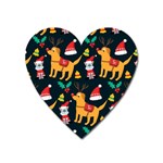 Funny Christmas Pattern Background Heart Magnet Front