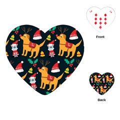 Funny Christmas Pattern Background Playing Cards Single Design (heart)