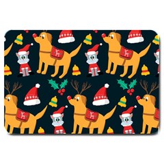 Funny Christmas Pattern Background Large Doormat  by Jancukart