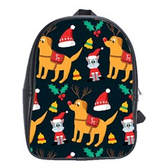 Funny Christmas Pattern Background School Bag (xl) by Jancukart