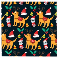 Funny Christmas Pattern Background Wooden Puzzle Square by Jancukart