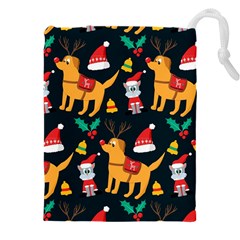 Funny Christmas Pattern Background Drawstring Pouch (4xl) by Jancukart