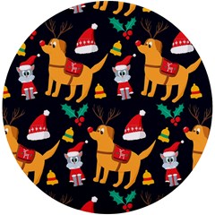 Funny Christmas Pattern Background Uv Print Round Tile Coaster