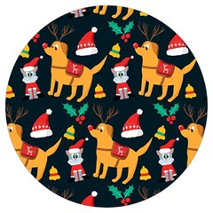 Funny Christmas Pattern Background Round Trivet by Jancukart