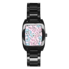 Children Pattern Design Stainless Steel Barrel Watch