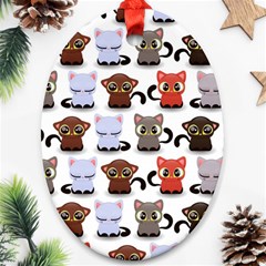 Seamless Pattern With Cute Little Kittens Various Color Ornament (oval)