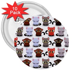 Seamless Pattern With Cute Little Kittens Various Color 3  Buttons (10 Pack)  by Jancukart