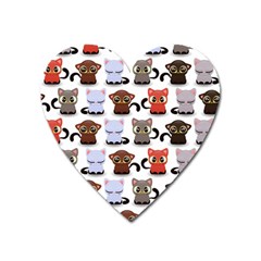 Seamless Pattern With Cute Little Kittens Various Color Heart Magnet by Jancukart