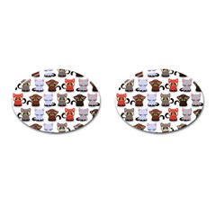 Seamless Pattern With Cute Little Kittens Various Color Cufflinks (oval) by Jancukart