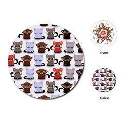 Seamless Pattern With Cute Little Kittens Various Color Playing Cards Single Design (round)