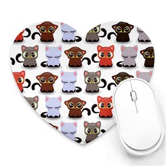 Seamless Pattern With Cute Little Kittens Various Color Heart Mousepads