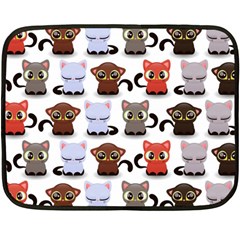 Seamless Pattern With Cute Little Kittens Various Color Double Sided Fleece Blanket (mini) 