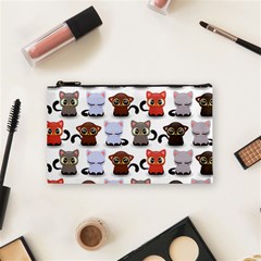 Seamless Pattern With Cute Little Kittens Various Color Cosmetic Bag (small)