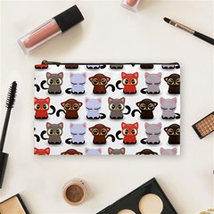 Seamless Pattern With Cute Little Kittens Various Color Cosmetic Bag (medium)