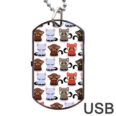 Seamless Pattern With Cute Little Kittens Various Color Dog Tag Usb Flash (two Sides)