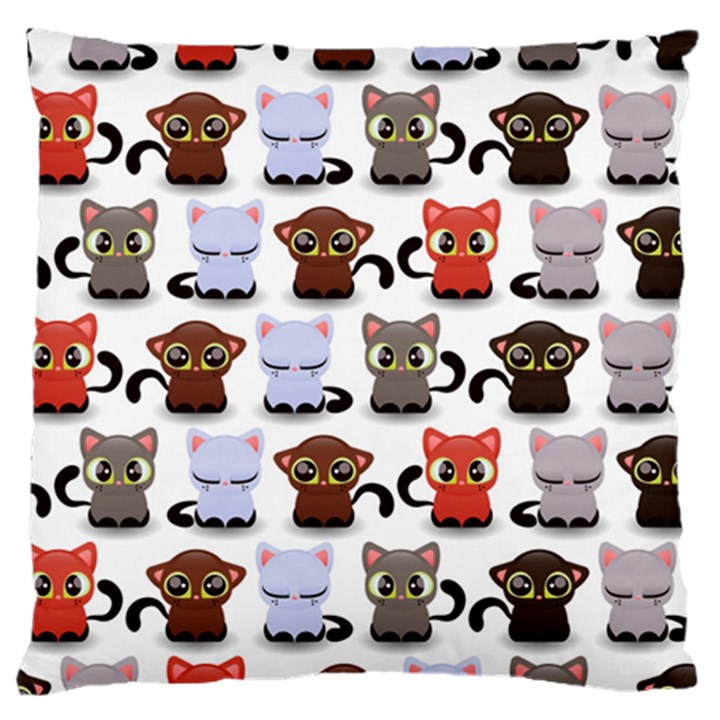 Seamless Pattern With Cute Little Kittens Various Color Large Flano Cushion Case (One Side)