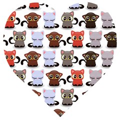 Seamless Pattern With Cute Little Kittens Various Color Wooden Puzzle Heart by Jancukart