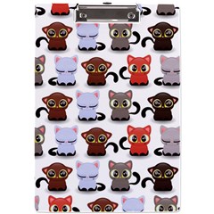 Seamless Pattern With Cute Little Kittens Various Color A4 Clipboard by Jancukart