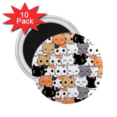 Cute-cat-kitten-cartoon-doodle-seamless-pattern 2 25  Magnets (10 Pack) 