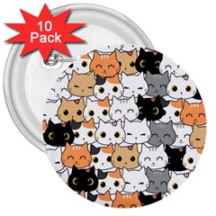 Cute-cat-kitten-cartoon-doodle-seamless-pattern 3  Buttons (10 Pack) 