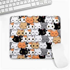 Cute-cat-kitten-cartoon-doodle-seamless-pattern Large Mousepads