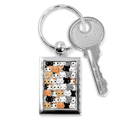 Cute-cat-kitten-cartoon-doodle-seamless-pattern Key Chain (rectangle)