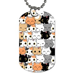 Cute-cat-kitten-cartoon-doodle-seamless-pattern Dog Tag (one Side)