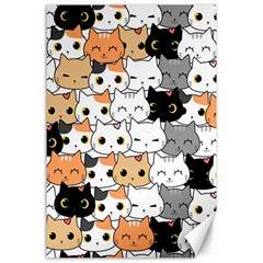 Cute-cat-kitten-cartoon-doodle-seamless-pattern Canvas 24  X 36  by Jancukart