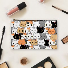 Cute-cat-kitten-cartoon-doodle-seamless-pattern Cosmetic Bag (medium)