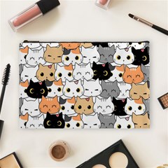 Cute-cat-kitten-cartoon-doodle-seamless-pattern Cosmetic Bag (large) by Jancukart